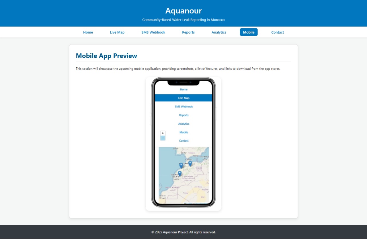 Mobile App Interface - Water Leak Reporting
